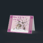 Cartes Pour Fêtes Annuelles Cute Bunny and Snow Birds<br><div class="desc">Personalize this Unique "One of a Kind" Christmas Card!  These Adorable Pesky Little Birds Keep Knocking Snow Off the Branches Onto Their Cute Little Bunny Friend's Head!

Original Fine Art Painting by Kerry Miller.

Enjoy!</div>