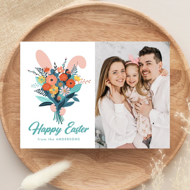 Cartes Pour Fêtes Annuelles Cute Bunny Bouquet Pâques (Créateur téléchargé)