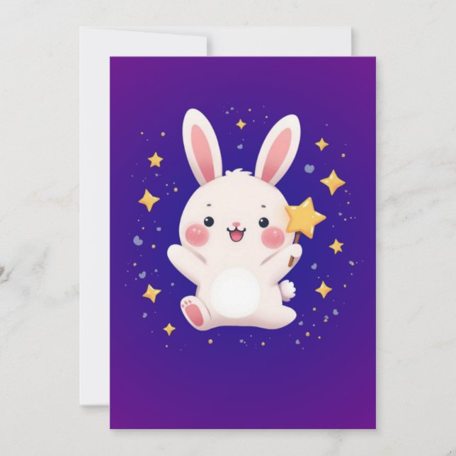 Cartes Pour Fêtes Annuelles Cute Bunny Star Greeting Card (Devant)