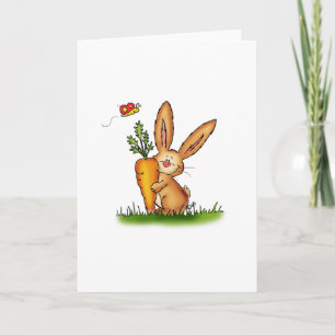 Cartes Pour Fêtes Annuelles Cute Bunny with Carrot by Gerda Steiner/Send2smile