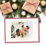 Cartes Pour Fêtes Annuelles Cute canneberge Rouge Plaid Photo personnalisée No<br><div class="desc">Carte de Noël Cute En vichy Rouge Cranberry Plaid Photo personnalisée</div>