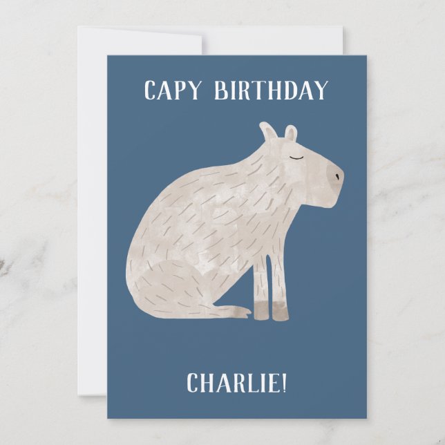 Cartes Pour Fêtes Annuelles Cute Capybara Anniversaire personnalisé (Devant)