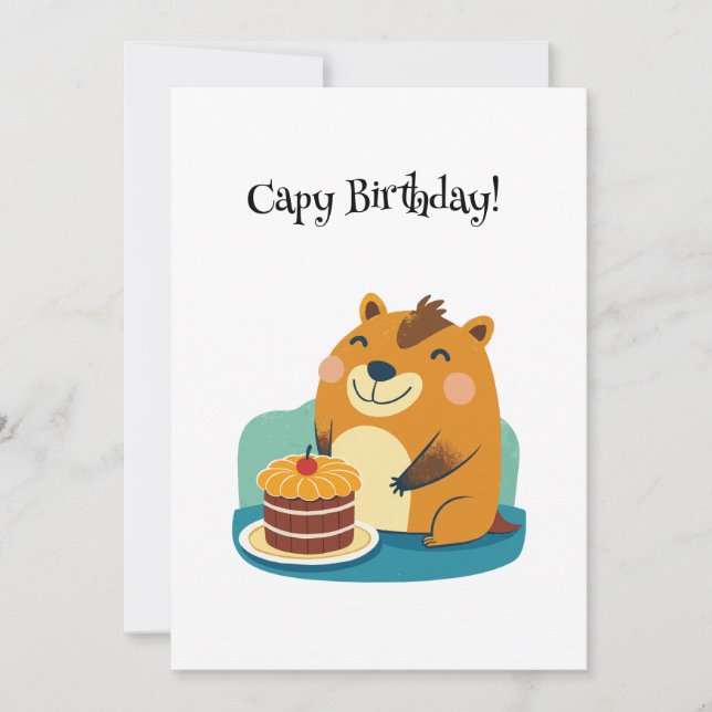Cartes Pour Fêtes Annuelles Cute Capybara Cake Anniversaire Pun Drôle (Devant)
