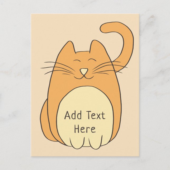 Cartes Pour Fêtes Annuelles Cute Cartoon Chat Ajouter un nom | Beige (Devant)