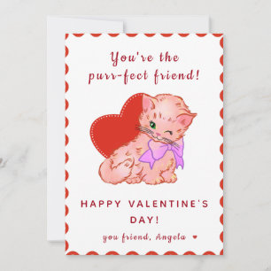 Cartes Pour Fêtes Annuelles Cute Cat Kids Girl Classroom Friend Valentines Day