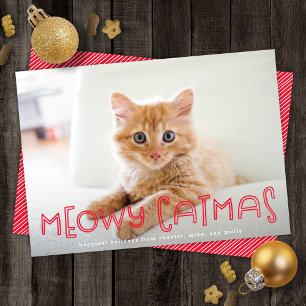 Cartes Pour Fêtes Annuelles Cute Cat Meowy Catmas moderne Noël Une photo