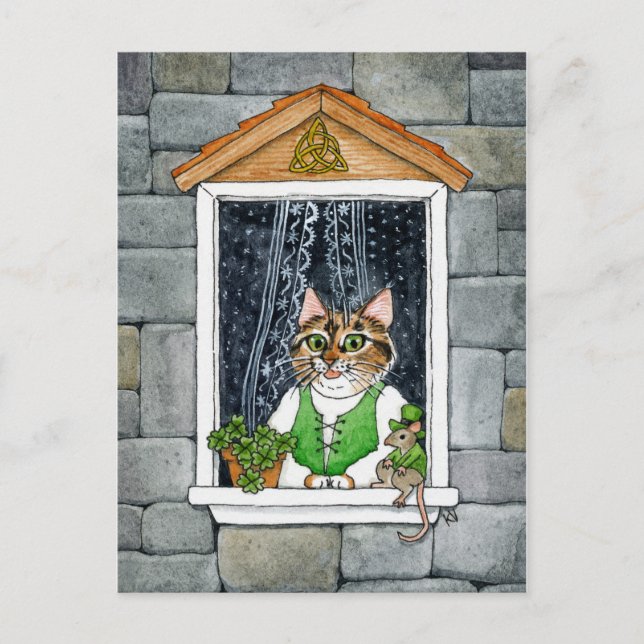 Cartes Pour Fêtes Annuelles Cute Cat Mouse Leprechaun St Paddy's Day Printemps (Devant)