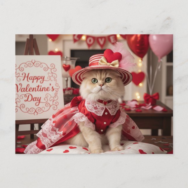 Cartes Pour Fêtes Annuelles Cute Cat Valentine's Day Greeting  (Devant)