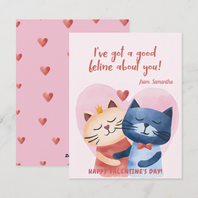 Cartes Pour Fêtes Annuelles Cute Cats Punny Funny Enfants Valentines Jour (Devant / Derrière)