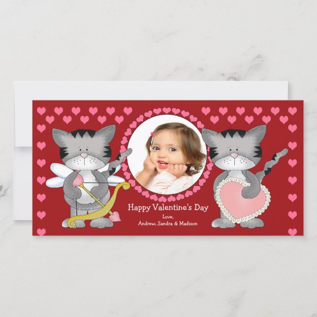 Cartes Pour Fêtes Annuelles Cute Cats Valentine's Day (Devant)