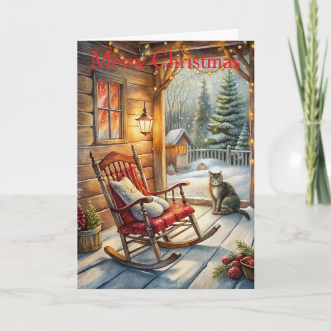 Cartes Pour Fêtes Annuelles Cute chat à Noël (Devant)