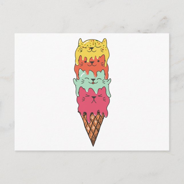 Cartes Pour Fêtes Annuelles Cute chat Crème de glace Kitten (Devant)