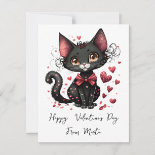 Cartes Pour Fêtes Annuelles Cute chat noir personnalisées valentine