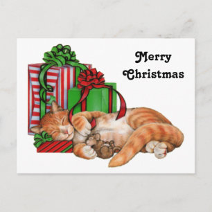 Cartes Pour Fêtes Annuelles Cute chat, souris et cadeaux de Noël