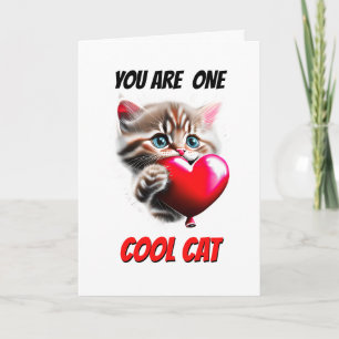 Cartes Pour Fêtes Annuelles Cute chaton coeur rouge un cool amoureux des chats