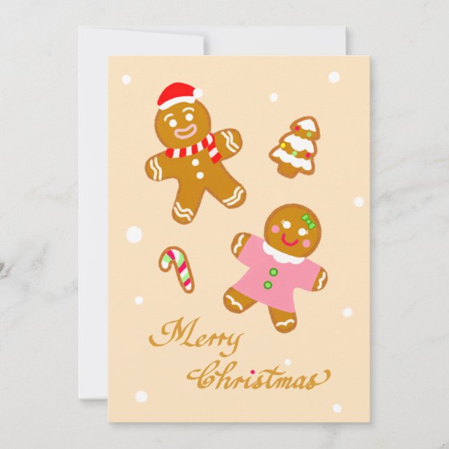 Cartes Pour Fêtes Annuelles Cute Chic Christmas Gingerbread Flat Holiday Card (Devant)
