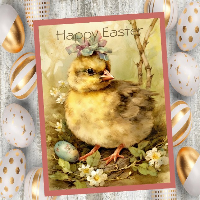 Cartes Pour Fêtes Annuelles Cute Chicken Easter Eggs Forest (Créateur téléchargé)