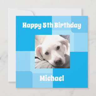 Cartes Pour Fêtes Annuelles Cute Chien Photo 5Anniversaire Bleu