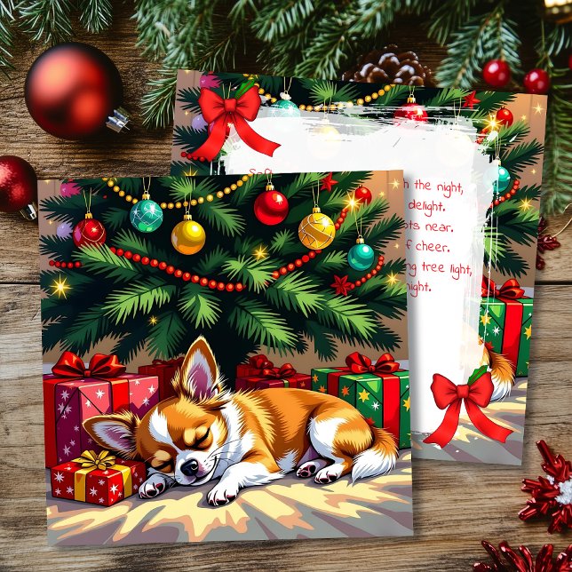Cartes Pour Fêtes Annuelles Cute Chihuahua Napping Under the Christmas Tree (Créateur téléchargé)