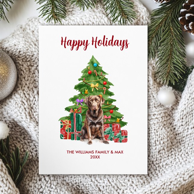 Cartes Pour Fêtes Annuelles Cute Chocolat Lab Chien Famille Noël (Créateur téléchargé)
