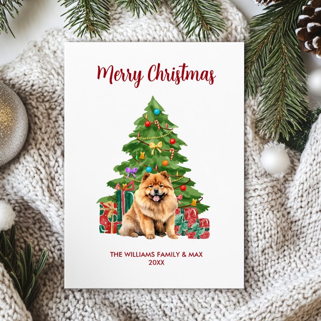 Cartes Pour Fêtes Annuelles Cute Chow Chow Chig Famille Noël (Créateur téléchargé)