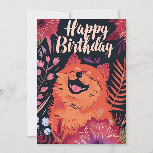 Cartes Pour Fêtes Annuelles Cute Chow Chow Joyeux anniversaire (Devant)