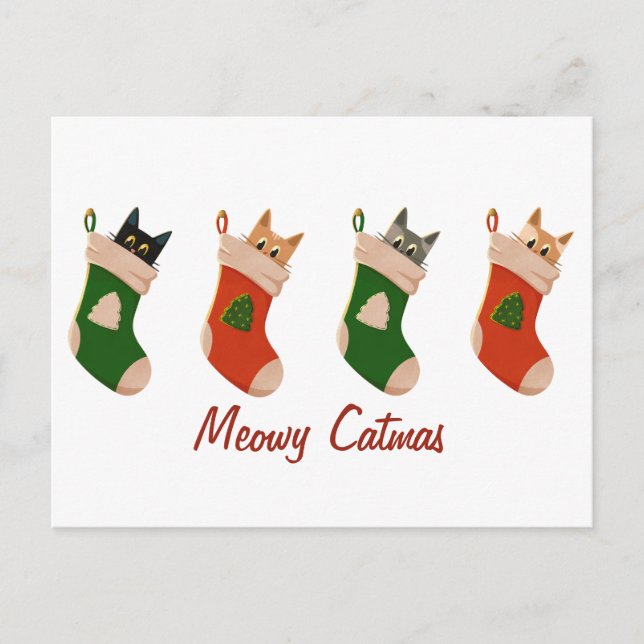 Cartes Pour Fêtes Annuelles Cute Christmas cat greetings (Devant)