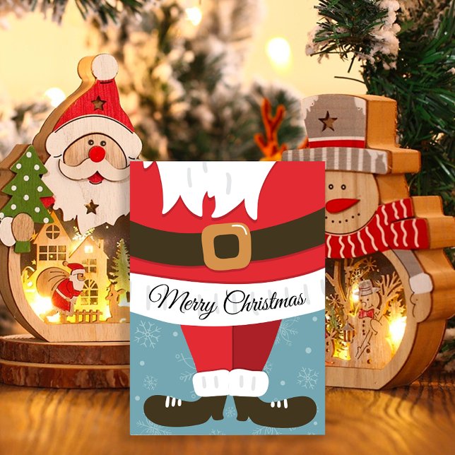 Cartes Pour Fêtes Annuelles Cute Christmas Cheer Santa Suit Flat (Créateur téléchargé)
