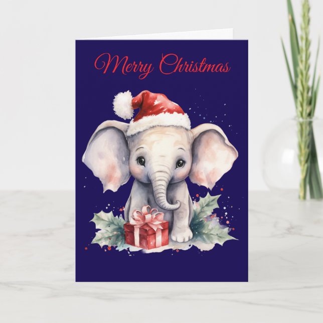 Cartes Pour Fêtes Annuelles Cute Christmas Elephant (Devant)