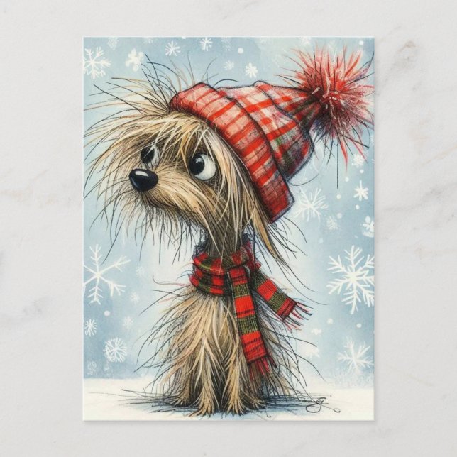 Cartes Pour Fêtes Annuelles Cute Christmas Pup (Devant)