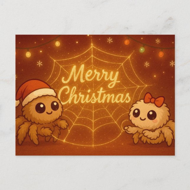 Cartes Pour Fêtes Annuelles Cute Christmas Spider Couple (Devant)