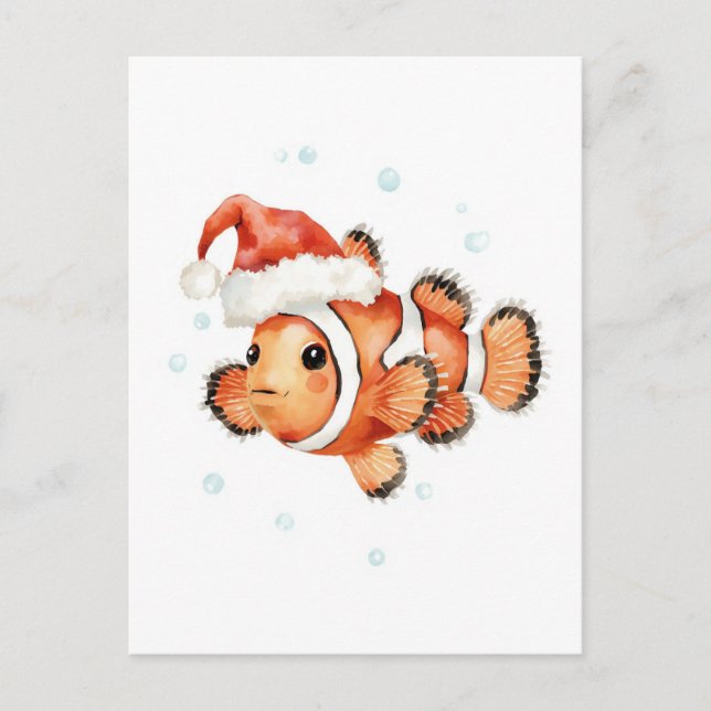 Cartes Pour Fêtes Annuelles Cute Clownfish in Santa Hat Xmas (Devant)