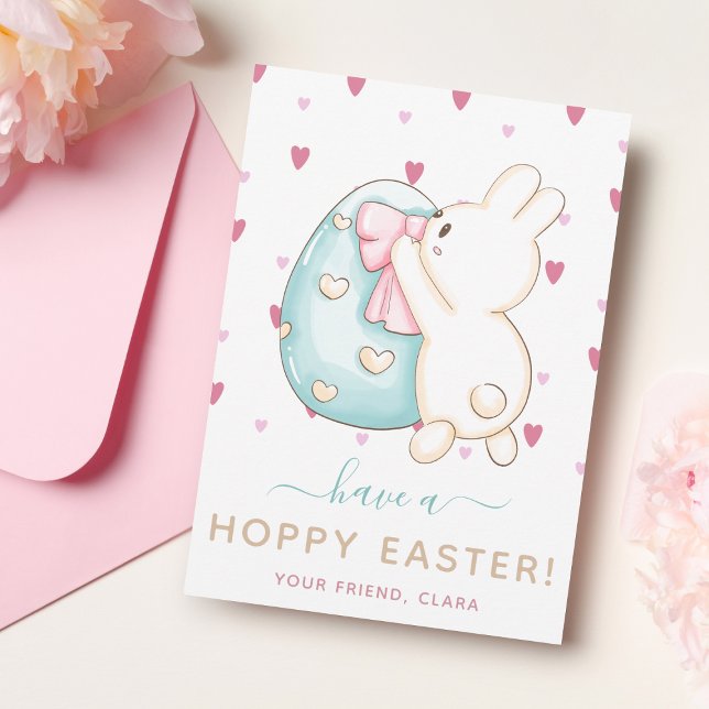 Cartes Pour Fêtes Annuelles Cute Coeur Aquarelle OEuf de Pâques Bunny Enfants  (Créateur téléchargé)