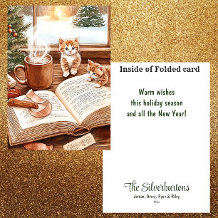 Cartes Pour Fêtes Annuelles Cute Cosy Kitten Aquarelle Noël
