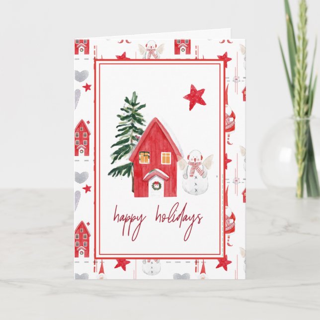 Cartes Pour Fêtes Annuelles Cute Country Christmas Snowman Holiday Folded Card (Devant)
