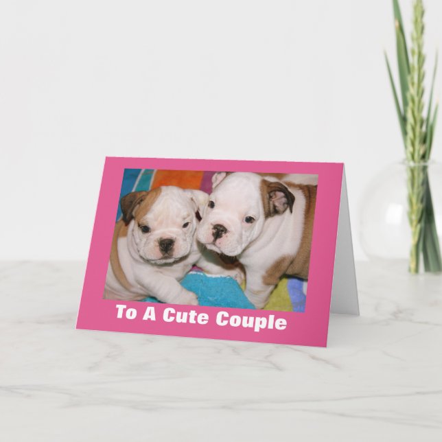 Cartes Pour Fêtes Annuelles Cute Couple Anglais Chien Chien Chien Chien Chien  (Devant)
