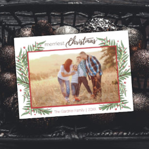 Cartes Pour Fêtes Annuelles Cute couronne Merriest Christmas Holly Card