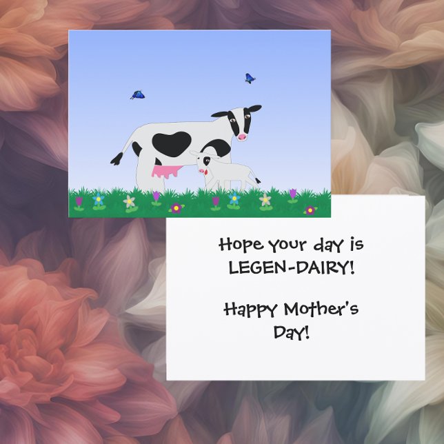 Cartes Pour Fêtes Annuelles Cute Cow Mother’s Day (Créateur téléchargé)