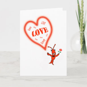Cartes Pour Fêtes Annuelles Cute Crawfish / Lobster Heart Love Valentine
