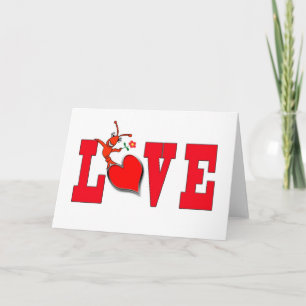 Cartes Pour Fêtes Annuelles Cute Crawfish / Lobster Love with Heart Card