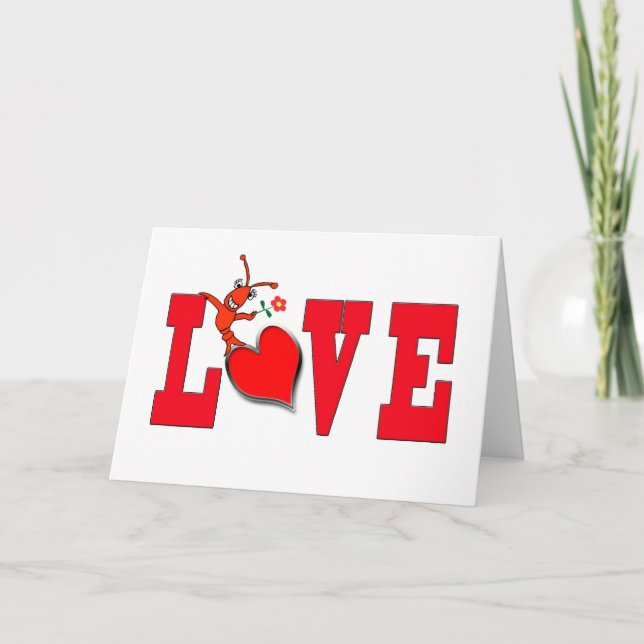 Cartes Pour Fêtes Annuelles Cute Crawfish / Lobster Love with Heart Card (Devant)