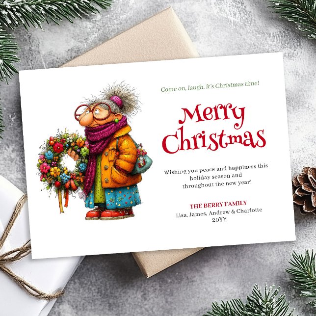 Cartes Pour Fêtes Annuelles Cute Crazy Woman Christmas Greeting Custom Card (Cute Crazy Woman Christmas Greeting Custom Card)