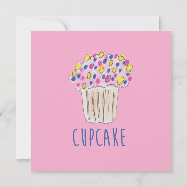 Cartes Pour Fêtes Annuelles Cute Cupcake, Sucres, Fika (Devant)