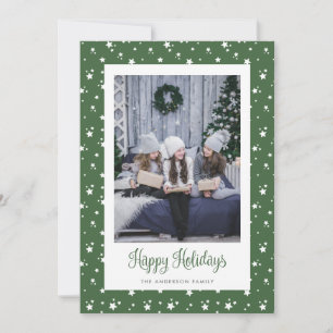 Cartes Pour Fêtes Annuelles Cute Custom Green Stars Photo
