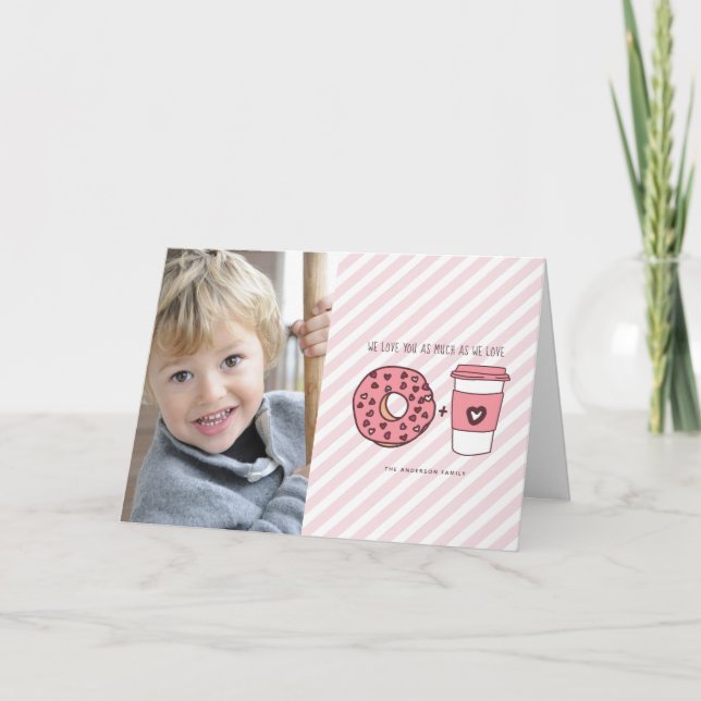 Cartes Pour Fêtes Annuelles Cute Custom We Lots You Donuts & Coffee Valentine (Devant)