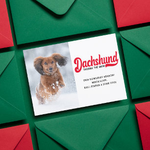 Cartes Pour Fêtes Annuelles Cute Dachshund Chien de Noël Photo personnalisée
