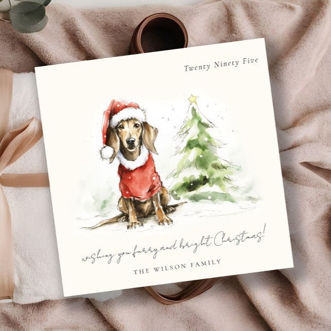 Cartes Pour Fêtes Annuelles Cute Dachshund Chien Furie et Noël brillant (Créateur téléchargé)