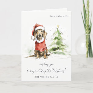 Cartes Pour Fêtes Annuelles Cute Dachshund Chien Furie et Noël brillant