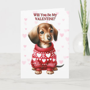 Cartes Pour Fêtes Annuelles Cute Dachshund Chiot en Sweat Valentine
