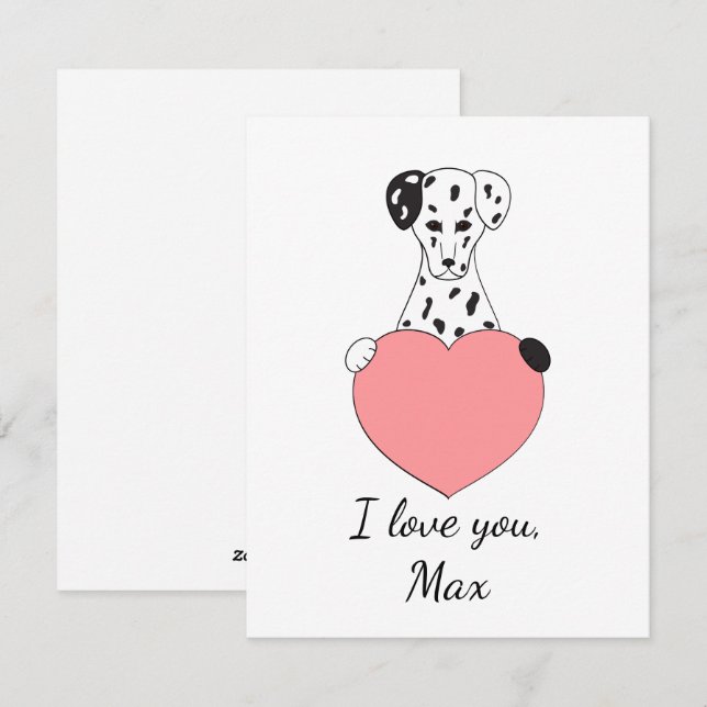 Cartes Pour Fêtes Annuelles Cute dalmatien amoureux Valentine (Devant / Derrière)